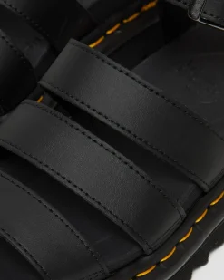 Dr. Martens Sandales Blaire En Cuir Hydro à Brides Noir — Hydro Leather Fashion