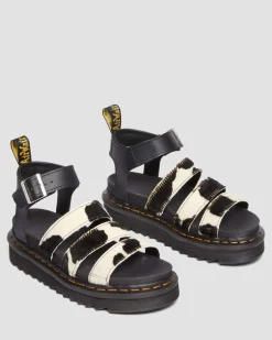 Dr. Martens Sandales Blaire En Hair-On à Imprimé Vache Et à Brides BLACK+ZEBRA PRINT Online