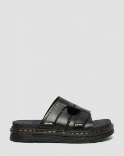 Dr. Martens Sandales Claquettes Daxton En Cuir Noir — Brando Best