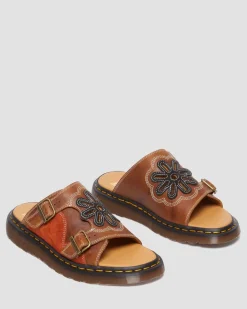 Dr. Martens Sandales Dayne Made In England En Cuir Et En Daim à Appliqué Conker Brown+Black+Rust Orange — Regency Calf+Desert Oasis Suede Cheap