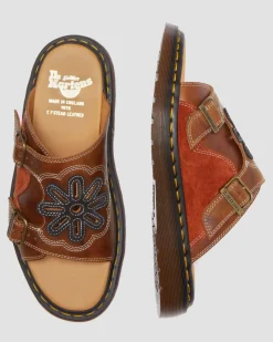 Dr. Martens Sandales Dayne Made In England En Cuir Et En Daim à Appliqué Conker Brown+Black+Rust Orange — Regency Calf+Desert Oasis Suede Cheap