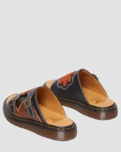 Dr. Martens Sandales Dayne Made In England En Cuir Et En Daim à Appliqué Black+Brown+Rust Orange — Regency Calf+Desert Oasis Suede Sale