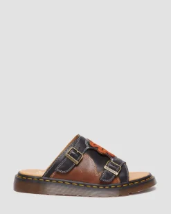 Dr. Martens Sandales Dayne Made In England En Cuir Et En Daim à Appliqué Black+Brown+Rust Orange — Regency Calf+Desert Oasis Suede Sale