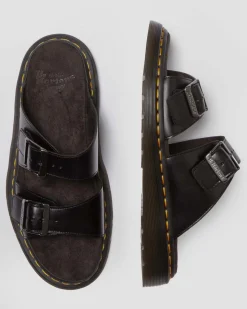 Dr. Martens Sandales Josef En Cuir à Boucles Noir — Analine Cheap