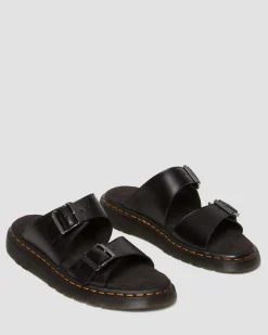 Dr. Martens Sandales Josef En Cuir à Boucles Noir — Analine Cheap