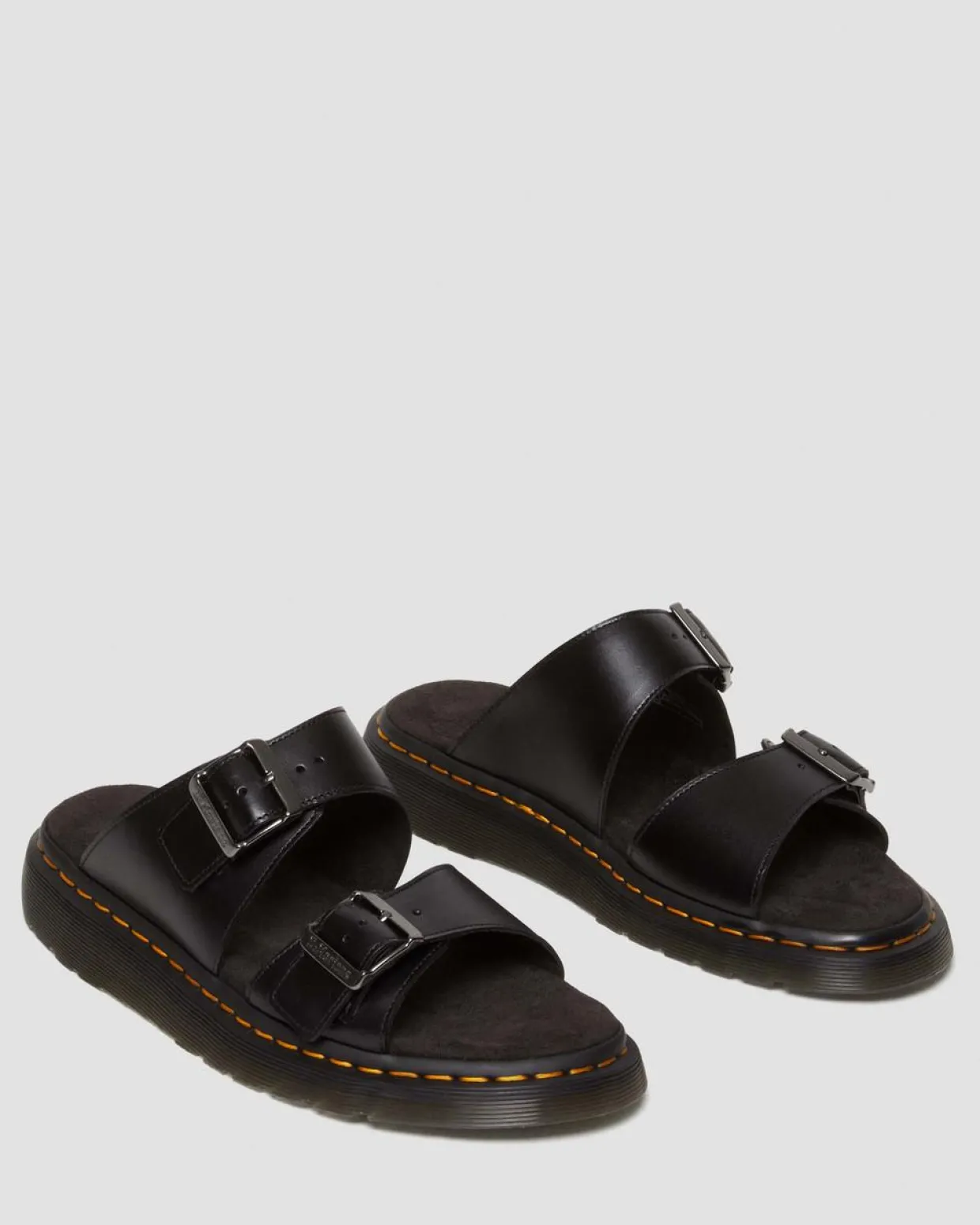 Dr. Martens Sandales Josef En Cuir à Boucles Noir — Analine Cheap