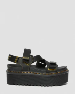 Dr. Martens Sandales Kimber à Brides Et à Logo Noir — Hydro Leather Clearance