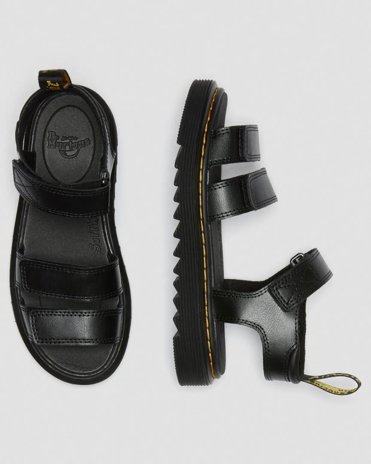 Dr. Martens Sandales Klaire En Cuir à Brides Junior Noir — T Lamper Cheap