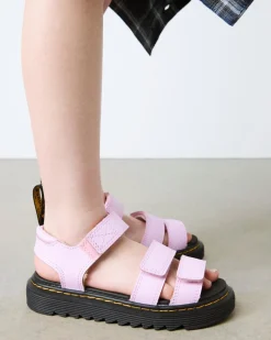 Dr. Martens Sandales Klaire En Cuir Athena à Brides Velcro Junior Rose clair — Athena Best