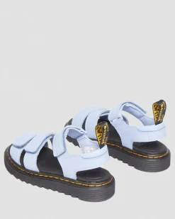 Dr. Martens Sandales Klaire En Cuir Athena à Brides Velcro Junior Zen Blue — Athena Best
