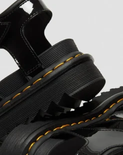 Dr. Martens Sandales Montantes Blaire En Cuir Verni Noir — Patent Leather Clearance