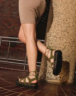 Dr. Martens Sandales Nartilla En Cuir Tumbled Nubuck Muted Olive — Tumbled Nubuck Best Sale