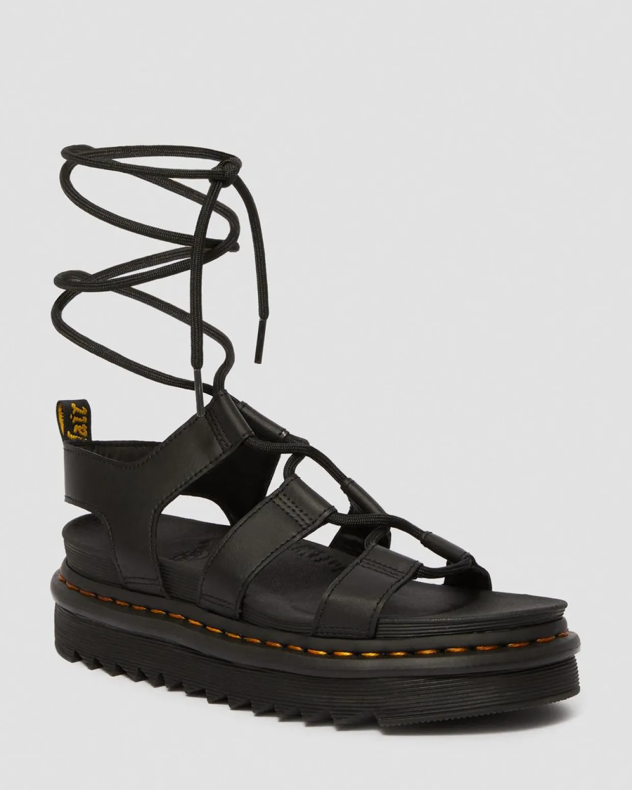 Dr. Martens Sandales Nartilla En Cuir Hydro à Lacets Noir — Hydro Leather Outlet