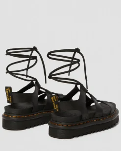 Dr. Martens Sandales Nartilla En Cuir Hydro à Lacets Noir — Hydro Leather Outlet