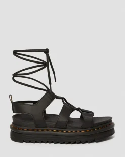 Dr. Martens Sandales Nartilla En Cuir Hydro à Lacets Noir — Hydro Leather Outlet
