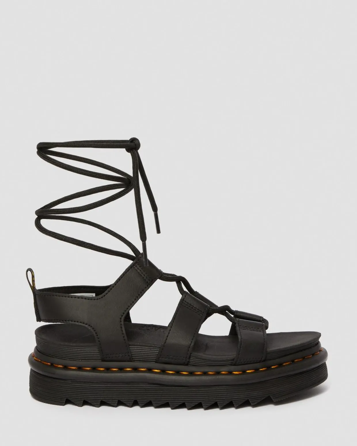 Dr. Martens Sandales Nartilla En Cuir Hydro à Lacets Noir — Hydro Leather Outlet