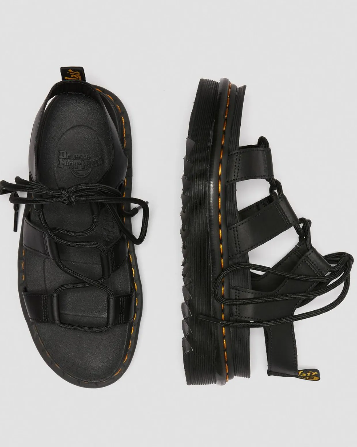 Dr. Martens Sandales Nartilla En Cuir Hydro à Lacets Noir — Hydro Leather Outlet