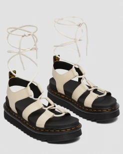 Dr. Martens Sandales Nartilla En Cuir Milled Nappa Beige texturé — Milled Nappa Discount