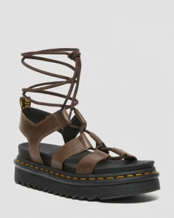 Dr. Martens Sandales Nartilla Illusion En Cuir Marron foncé — New Oily Illusion Hot