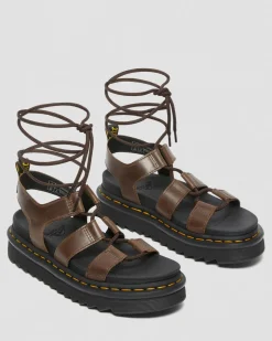 Dr. Martens Sandales Nartilla Illusion En Cuir Marron foncé — New Oily Illusion Hot