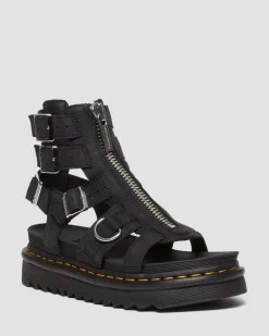 Dr. Martens Sandales Olson En Cuir Tumbled Nubuck à Zip Charcoal Grey — Tumbled Nubuck Clearance