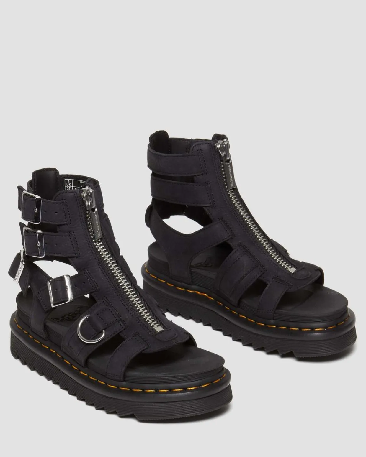 Dr. Martens Sandales Olson En Cuir Tumbled Nubuck à Zip Charcoal Grey — Tumbled Nubuck Clearance