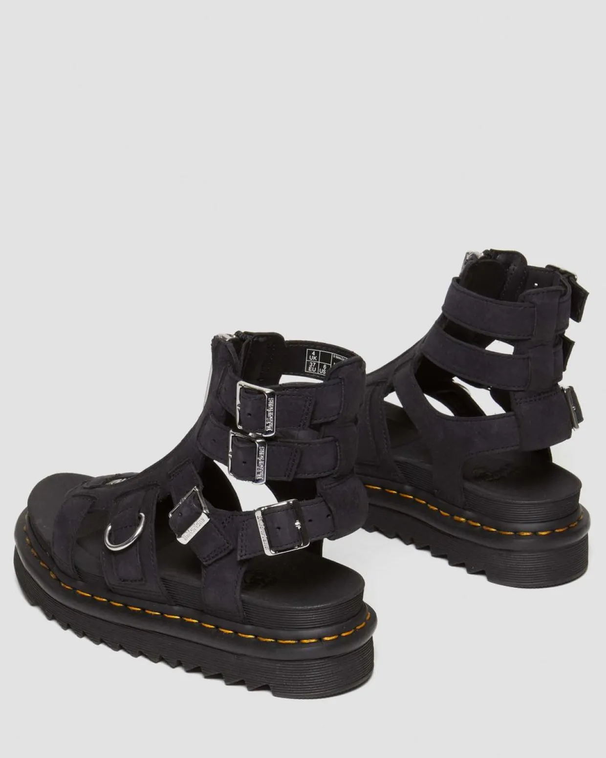 Dr. Martens Sandales Olson En Cuir Tumbled Nubuck à Zip Charcoal Grey — Tumbled Nubuck Clearance