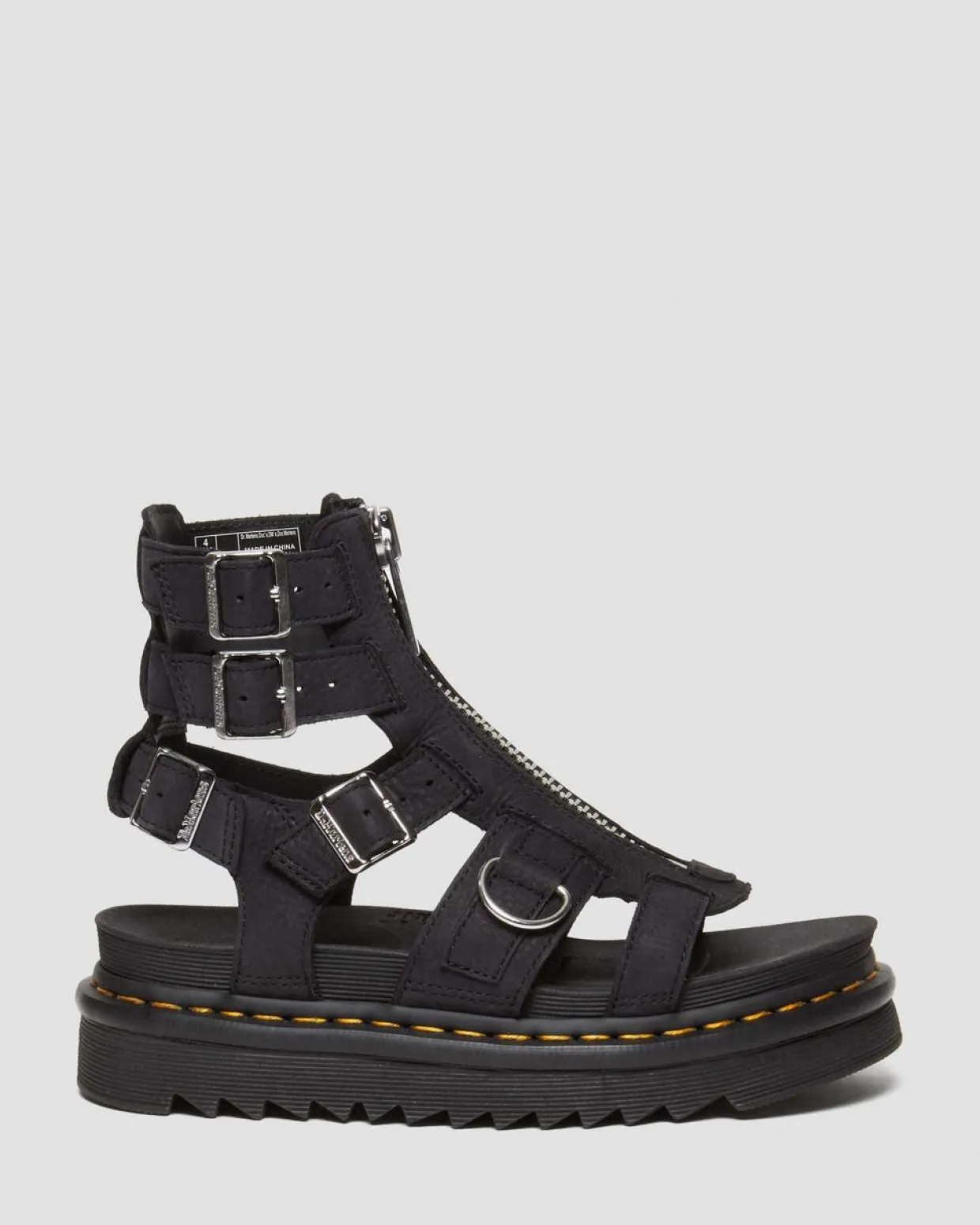 Dr. Martens Sandales Olson En Cuir Tumbled Nubuck à Zip Charcoal Grey — Tumbled Nubuck Clearance