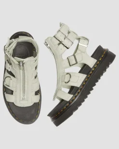 Dr. Martens Sandales Olson En Cuir Tumbled Nubuck à Zip Smoked Mint — Tumbled Nubuck Store