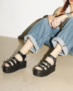 Dr. Martens Sandales Plateformes Blaire En Cuir Piercing Noir — Athena Clearance