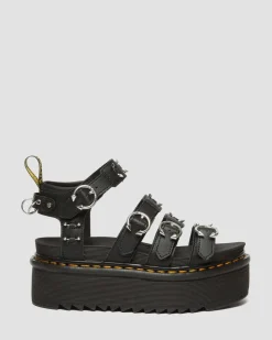 Dr. Martens Sandales Plateformes Blaire En Cuir Piercing Noir — Athena Clearance