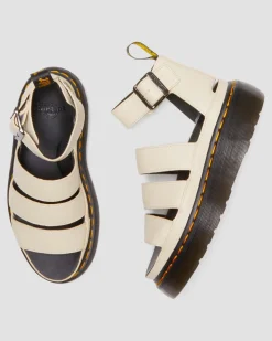 Dr. Martens Sandales Plateformes Clarissa II En Cuir à Brides Beige texturé — Pisa Discount