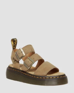 Dr. Martens Sandales Plateformes Gryphon En Cuir Tumbled Nubuck Savannah Tan — Tumbled Nubuck Clearance