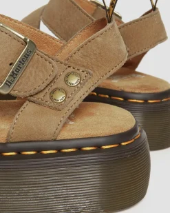 Dr. Martens Sandales Plateformes Gryphon En Cuir Tumbled Nubuck Savannah Tan — Tumbled Nubuck Clearance