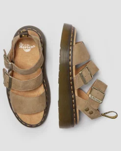 Dr. Martens Sandales Plateformes Gryphon En Cuir Tumbled Nubuck Savannah Tan — Tumbled Nubuck Clearance
