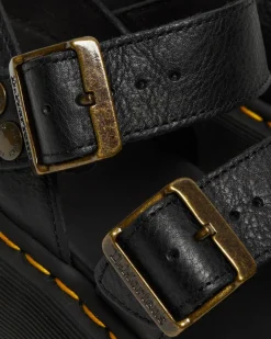 Dr. Martens Sandales Plateformes Gryphon En Cuir Noir — Pisa Online