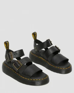 Dr. Martens Sandales Plateformes Gryphon En Cuir Noir — Pisa Online
