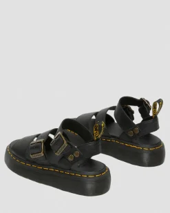 Dr. Martens Sandales Plateformes Gryphon En Cuir Noir — Pisa Online