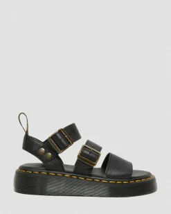 Dr. Martens Sandales Plateformes Gryphon En Cuir Noir — Pisa Online