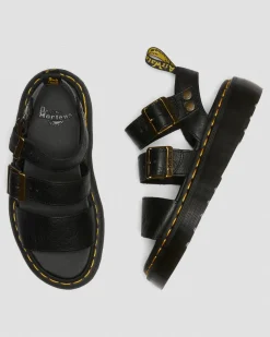 Dr. Martens Sandales Plateformes Gryphon En Cuir Noir — Pisa Online