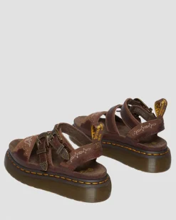 Dr. Martens Sandales Plateformes Gryphon Gothic Americana En Cuir Dark Brown — Classic Pull Up Reptile Emboss+ E.H.Suede  Sale