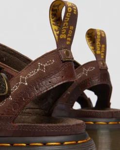 Dr. Martens Sandales Plateformes Gryphon Gothic Americana En Cuir Dark Brown — Classic Pull Up Reptile Emboss+ E.H.Suede  Sale