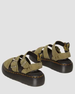 Dr. Martens Sandales Plateformes Gryphon En Cuir Tumbled Nubuck Muted Olive — Tumbled Nubuck Flash Sale