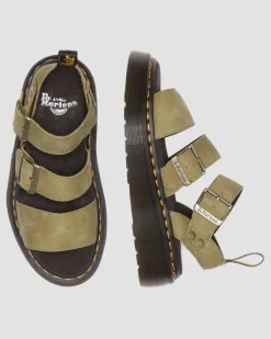 Dr. Martens Sandales Plateformes Gryphon En Cuir Tumbled Nubuck Muted Olive — Tumbled Nubuck Flash Sale