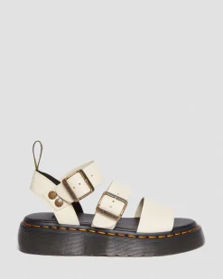Dr. Martens Sandales Plateformes Gryphon En Cuir Beige texturé — Pisa Sale