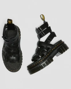 Dr. Martens Sandales Plateformes Montantes Ricki En Cuir Nappa Lux Noir — Nappa Lux Sale