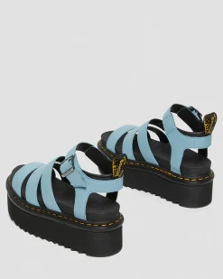 Dr. Martens Sandales Plateformes Quad Blaire En Cuir Pisa à Brides Bleu — Pisa Flash Sale