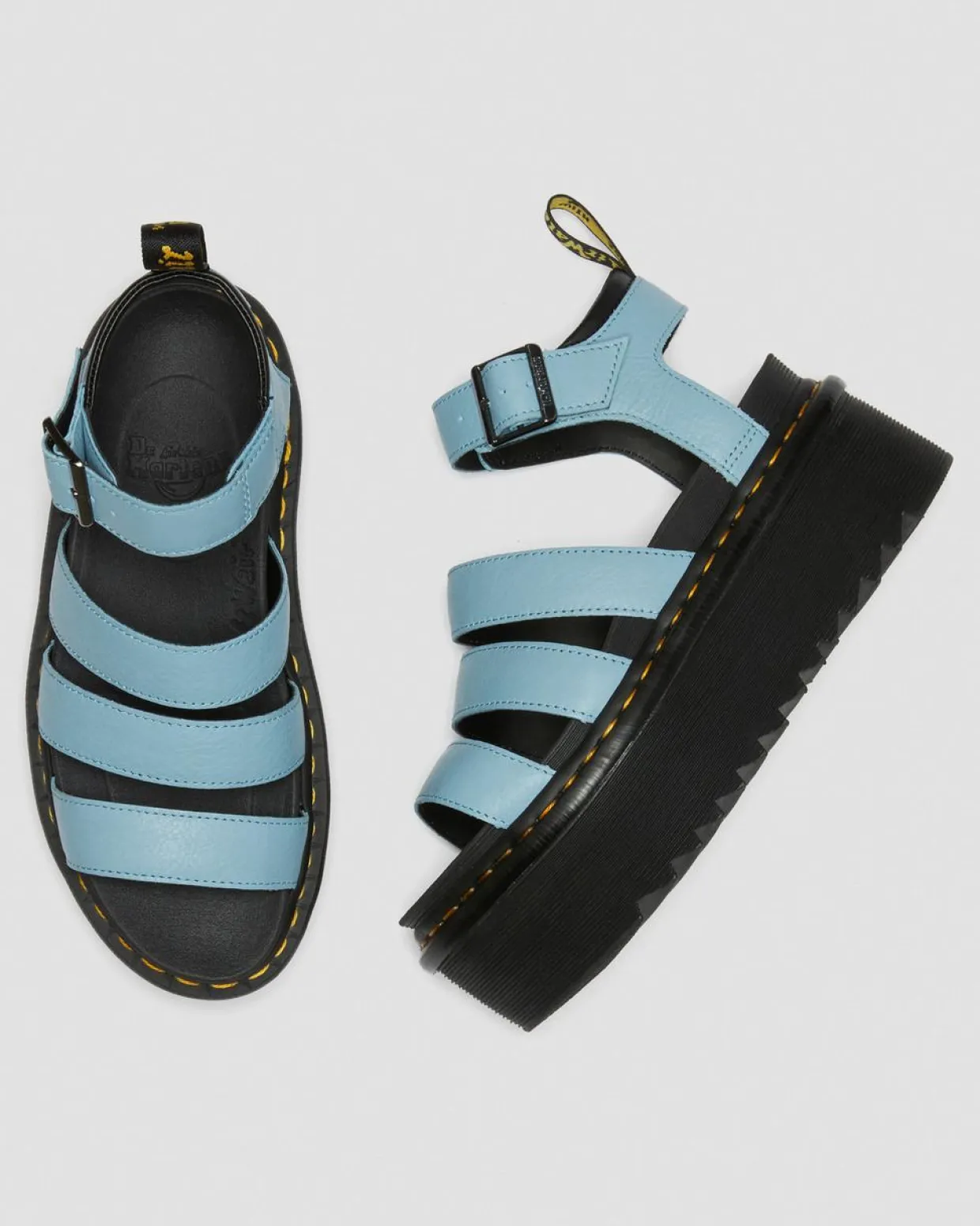 Dr. Martens Sandales Plateformes Quad Blaire En Cuir Pisa à Brides Bleu — Pisa Flash Sale