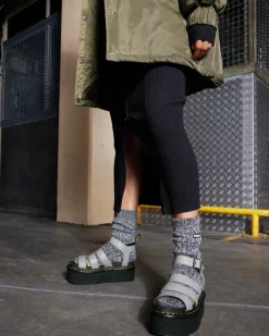 Dr. Martens Sandales Plateformes Quad Blaire En Cuir Pisa à Brides Gris — Pisa New