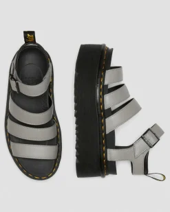 Dr. Martens Sandales Plateformes Quad Blaire En Cuir Pisa à Brides Gris — Pisa New